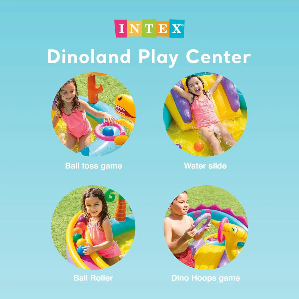 Kiddie Inflatable Outdoor Swimming Pool Dinoland Play Center 11 Foot 7.5 Foot 44 Inch