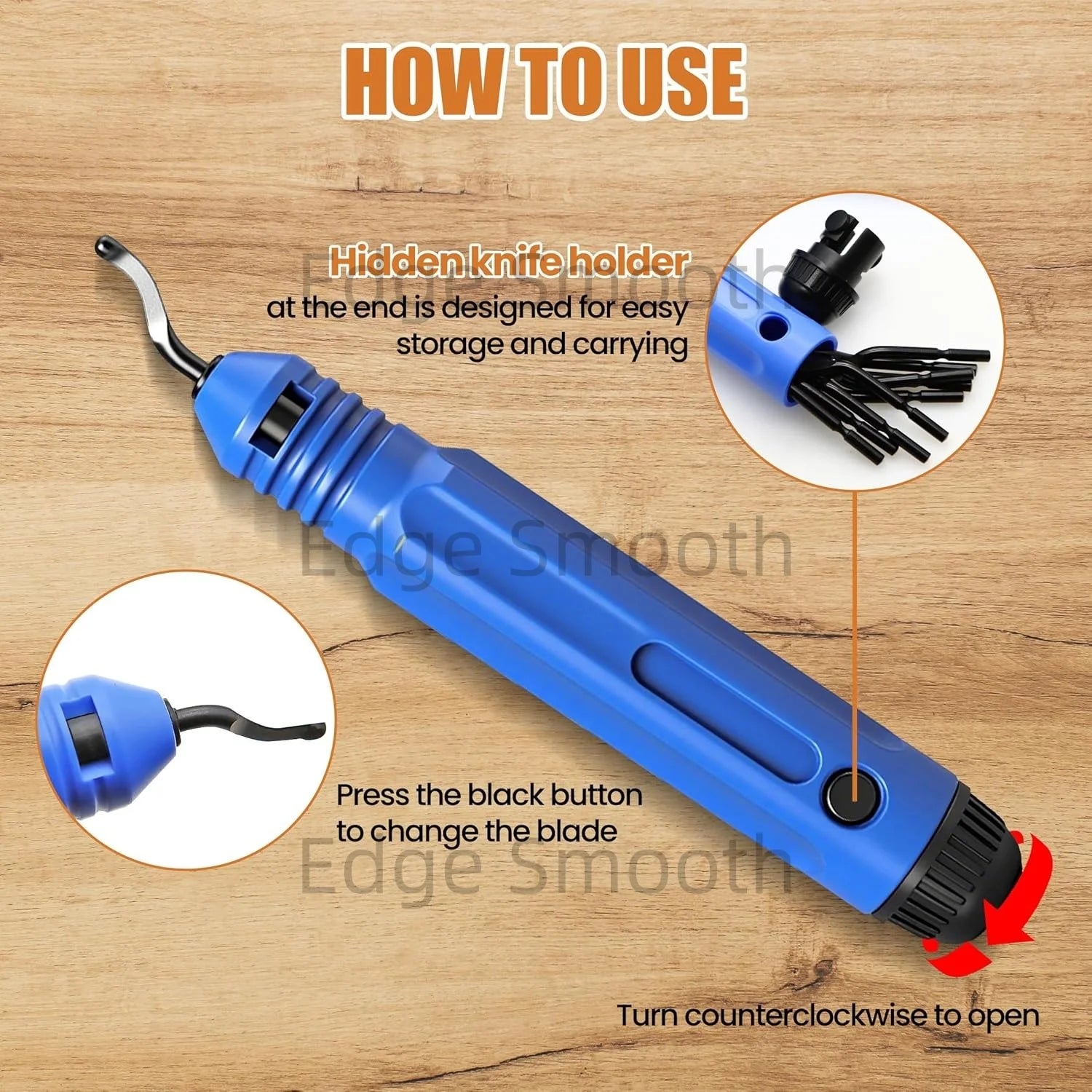 Deburring Tool with High Speed Steel Swivel Blade Burr Removal Reamer Works on Metal Resin PVC Pipes Copper Plastic 3D Printing