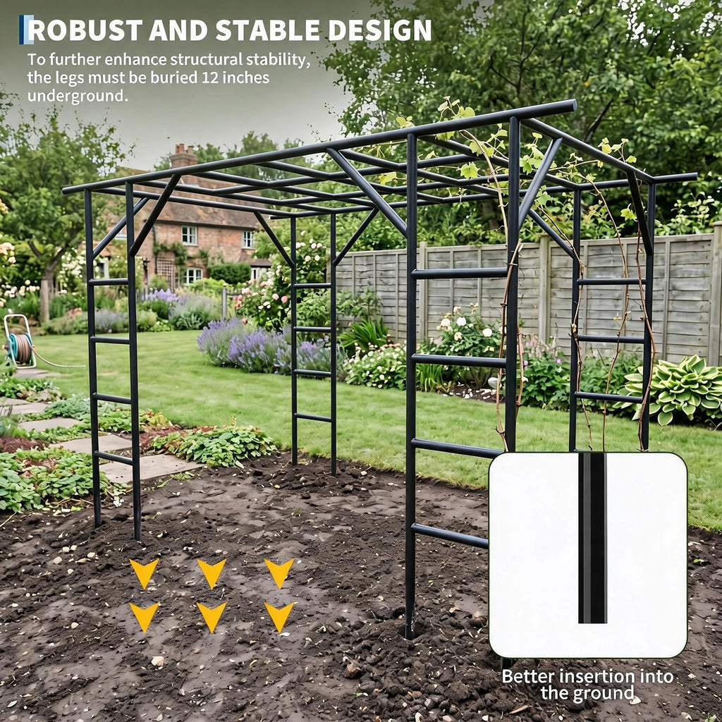 HiMiss 132in Garden Arch Trellis For Cucumber Grape Vine, Heavy Duty Metal Plant Trellis For Climbing Vegetables Flowers Raised Beds