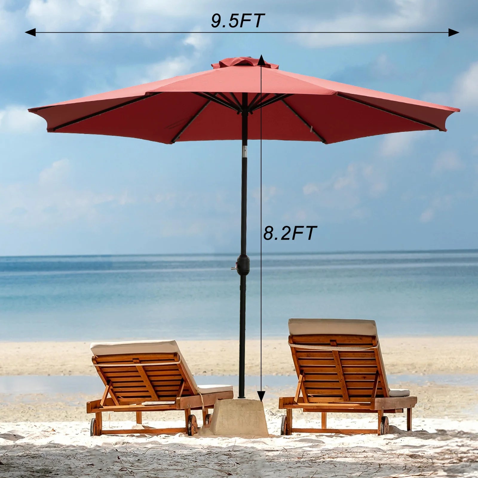 JHK 10FT Solar Patio Umbrella with 32 LED Lights UV-Resistant Outdoor Table Umbrella with Tilt and Crank for Backyard Garden