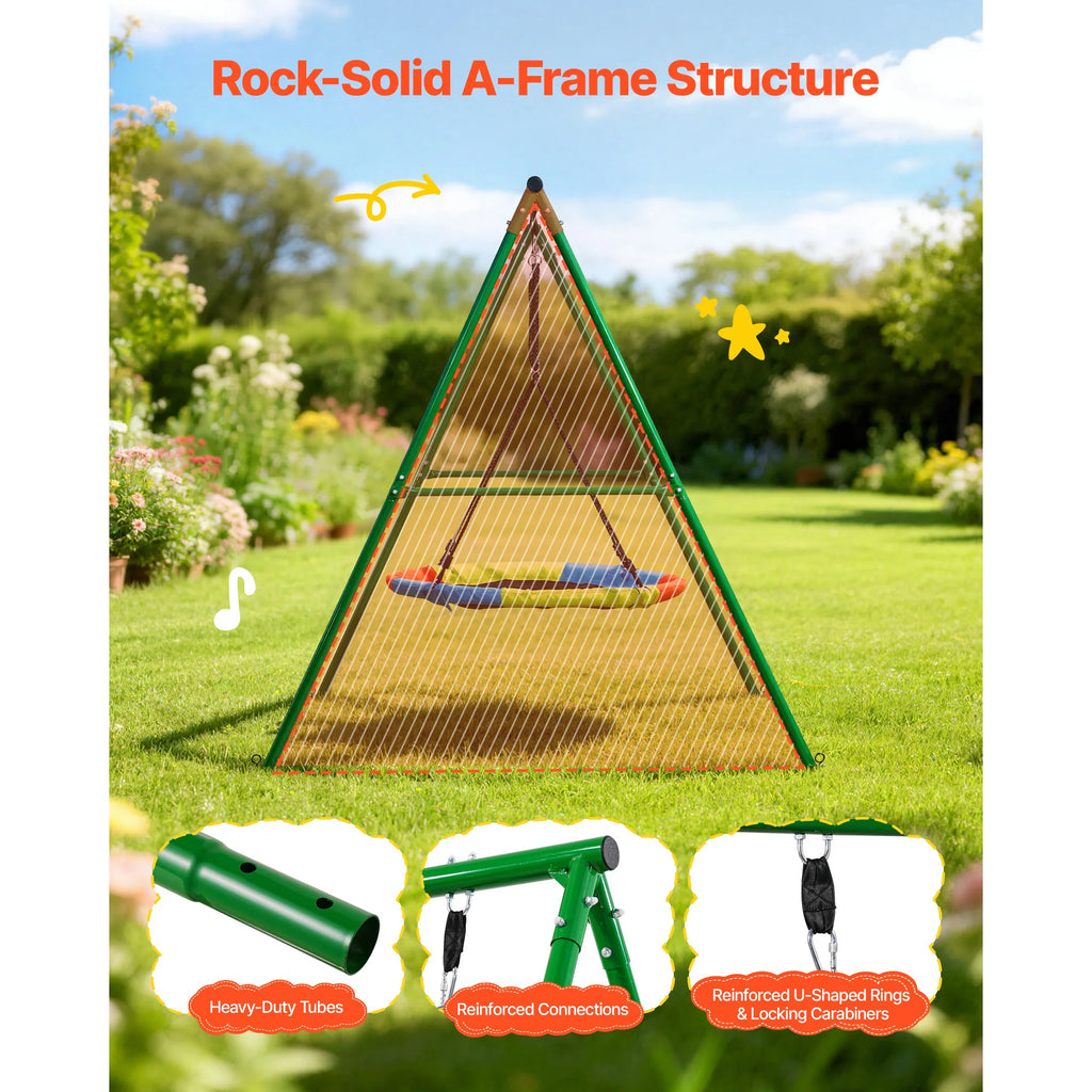 SucceBuy Swing Set for Backyard 32/40/60x32"Heavy Duty A-Frame Metal Stand 440lbs Reinforced with Spiral Ground Anchors for Kids