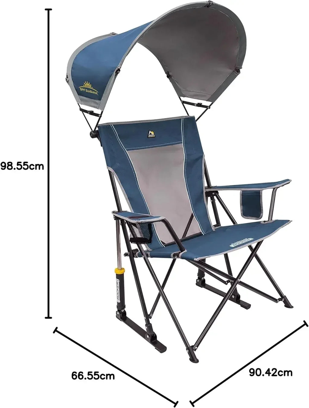 Customizable-Sunshade Rocker Outdoor Rocking Chair With Canopy