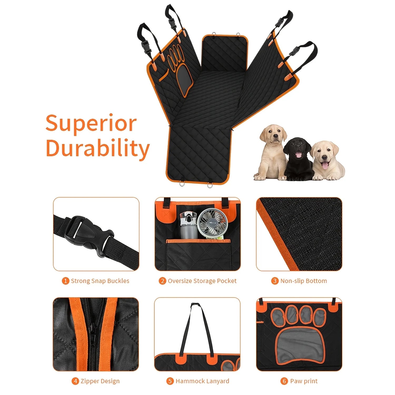 Car Seats Cover For Pets, Heavy Duty Hammock, Scratch Resistant, Anti Slip, Durable Soft Pet Seat Cover for Cars,