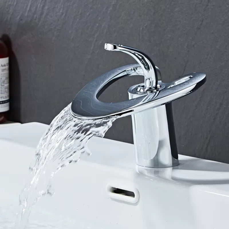 Waterfall Bathroom Sink Faucet, Modern Design, Single Handle