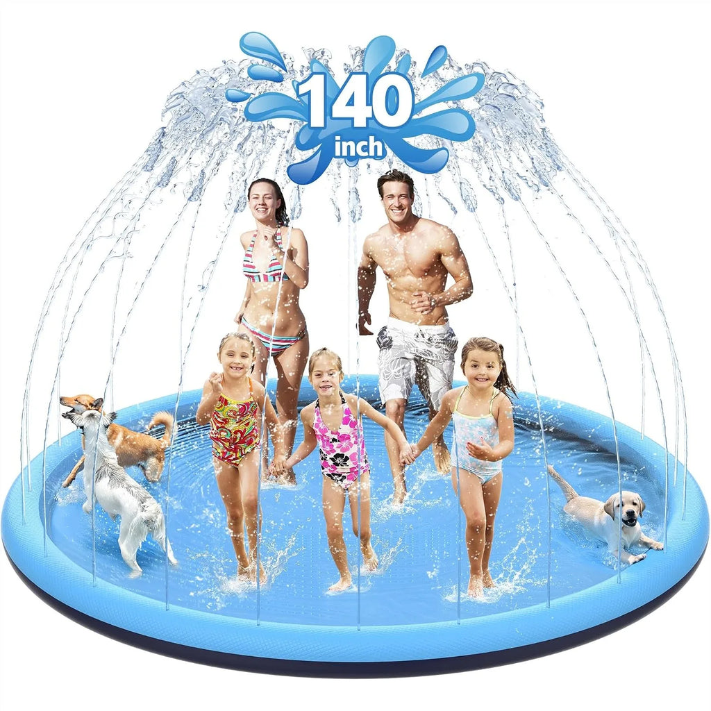 140" Non-Slip Splash Pad for Kids and Dogs, Thicken Sprinkler Pool Summer Outdoor Water Toys, Extra Large Backyard Wading Pool
