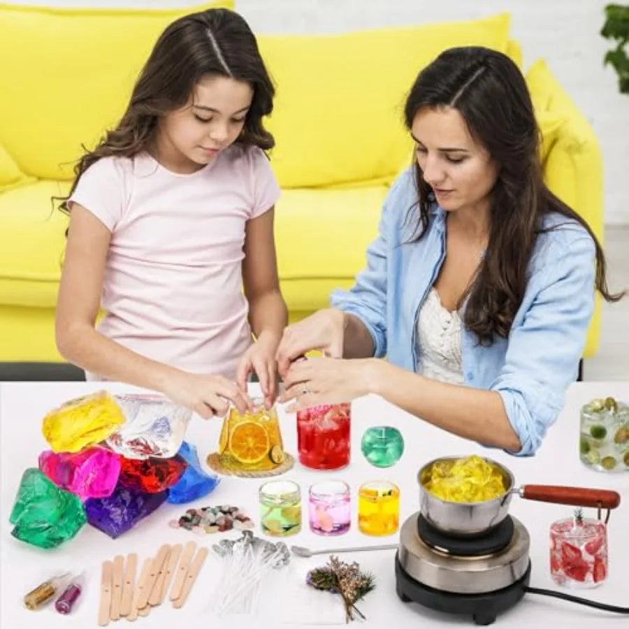 BlingFun Home DIY Candle Making Kit, 7 Colors Gel Wax with Full Accessories, Easy for Beginners