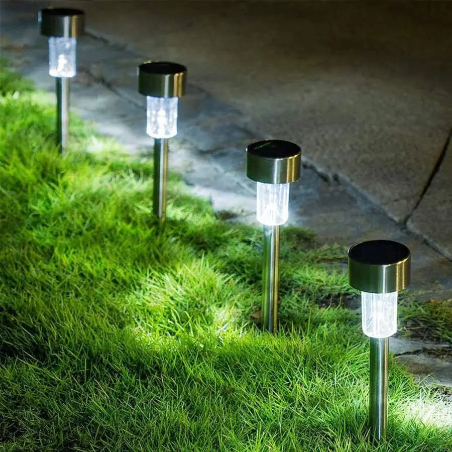 5 Pieces Solar Lights, Stainless Steel/Plastic. LED Bulbs, Waterproof, Outdoor