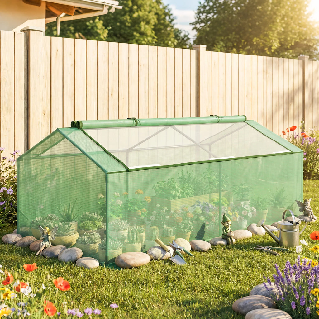 Outsunny Mini Greenhouse Portable Hot House w/ Windows Outdoor Indoor, 71"x36"x28" Green
