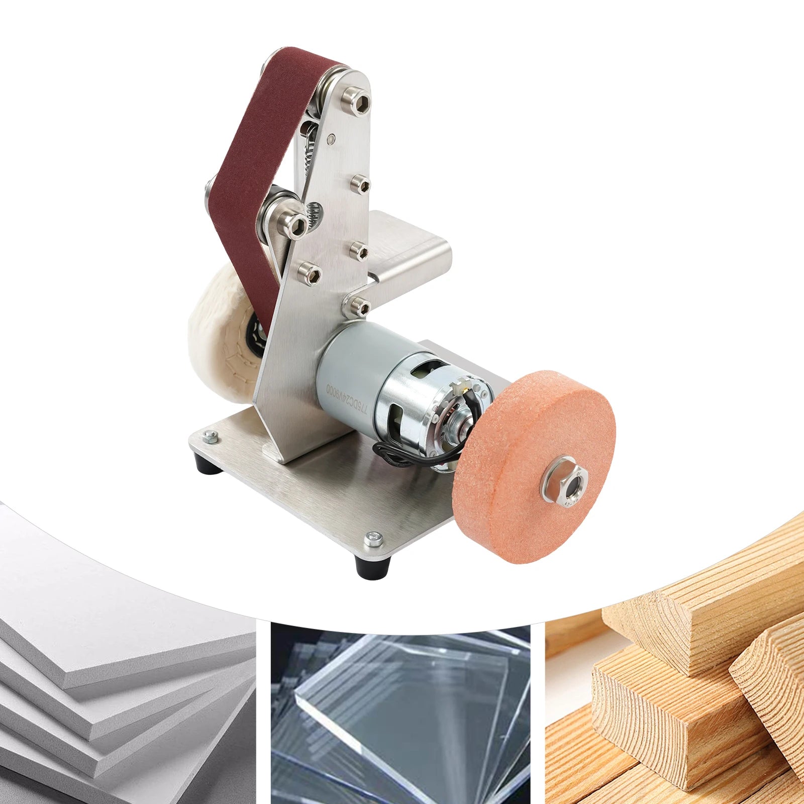 7-Speed Mini Belt Sander 4000-9000RPM 304 Stainless Steel Electric Belt Sander with All-Copper Motor for DIY Woodworking Jewelry