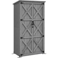 Weatherproof Gray Outdoor Storage Shed with Shelves and Lockable Door