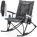 High-Back Padded Outdoor Rocking Chair for Camping, Lawn, and Patio, Portable Heavy-Duty Rocker, Supports Up to 400 lbs, Grey