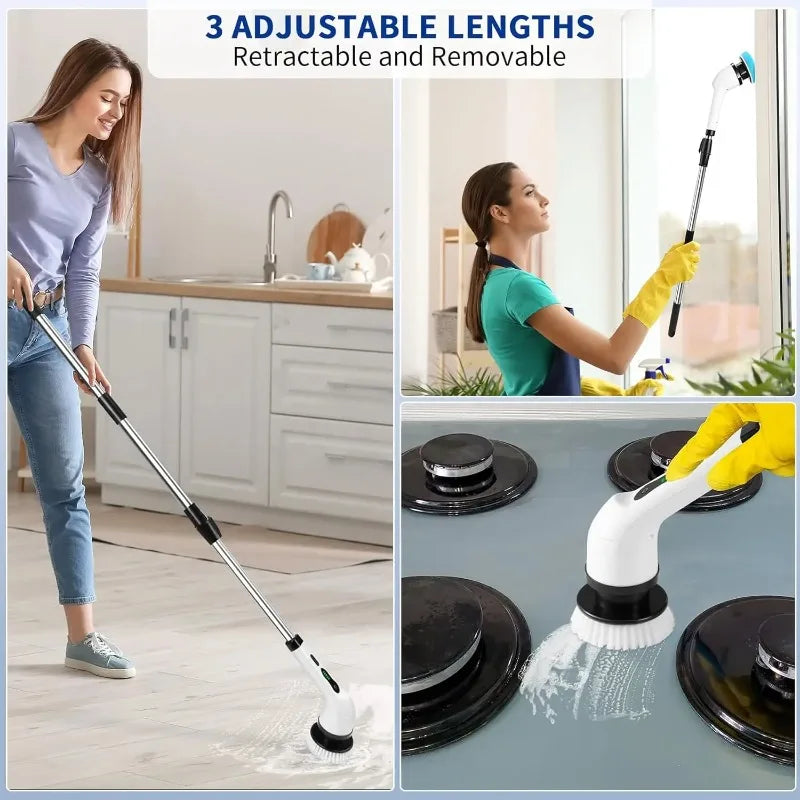 2026 Cordless Electric Spin Scrubber with 8 Brush Heads - Waterproof Power Cleaning Brush for Bathroom, Kitchen, Toilet, Shower