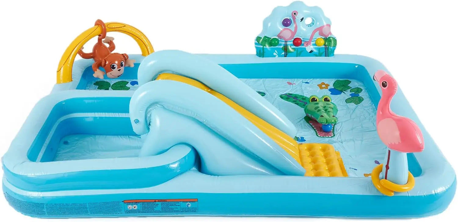 Intex Inflatable Kiddie Pool with Water Slide & Splash Pad for Toddlers, Outdoor Backyard Fun