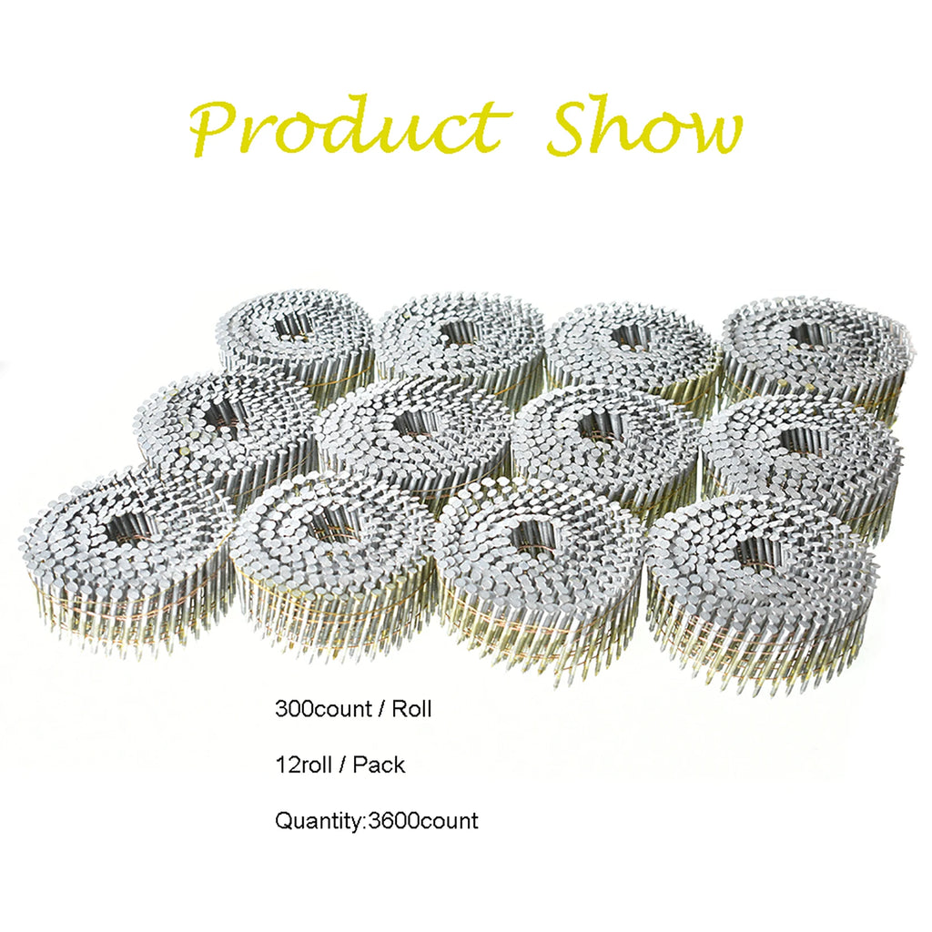 3600 Count Siding Nails 2-1/4 Inch by.092 Inch 15 Degree Ring Shank Hot-Dipped Galvanized Collated Wire Coil