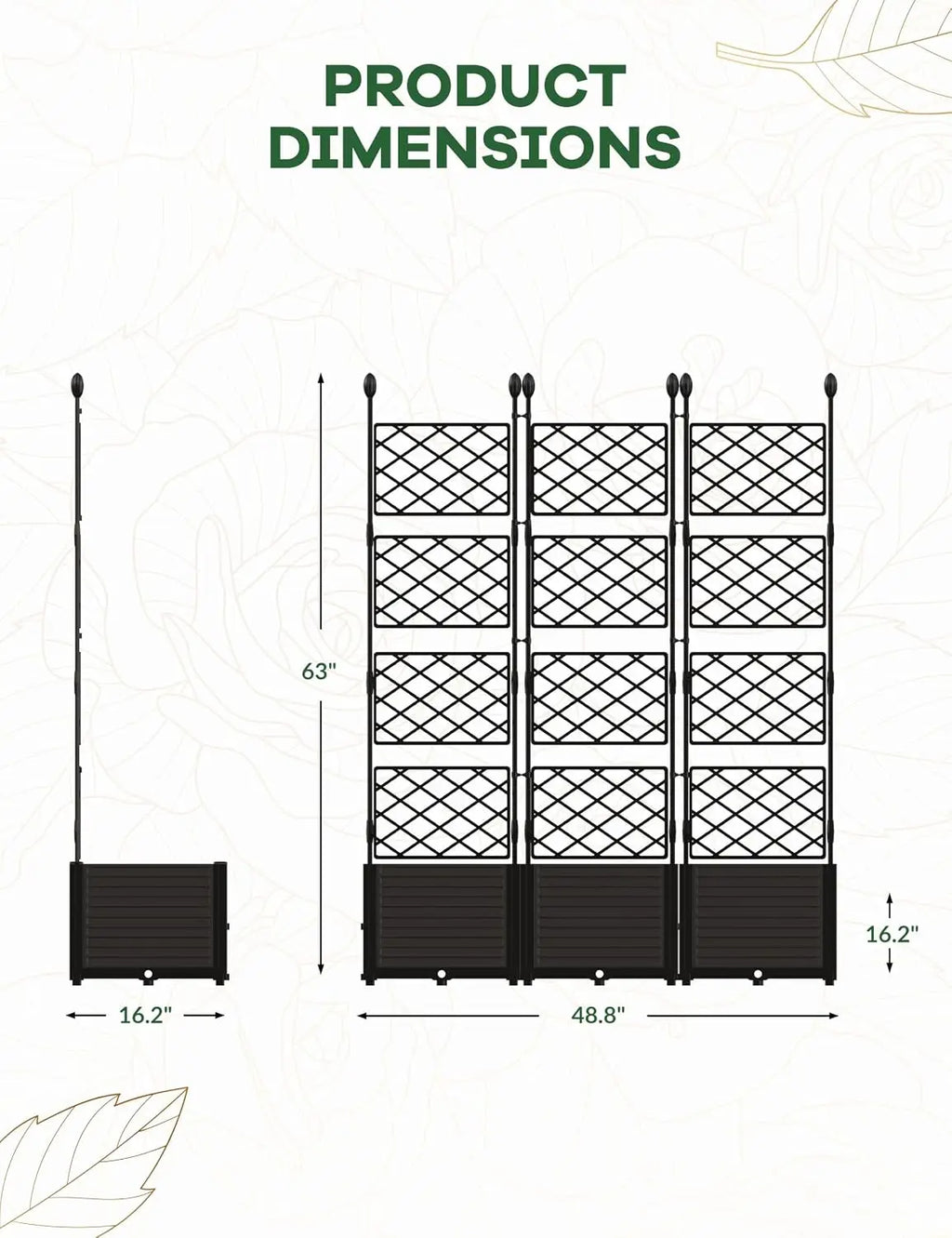 Modular Raised Garden Bed Planter Box Kit with Metal Trellis Stackablefor Climbing Plants Veggies and Flowers,Decorative Fence Privacy Panels