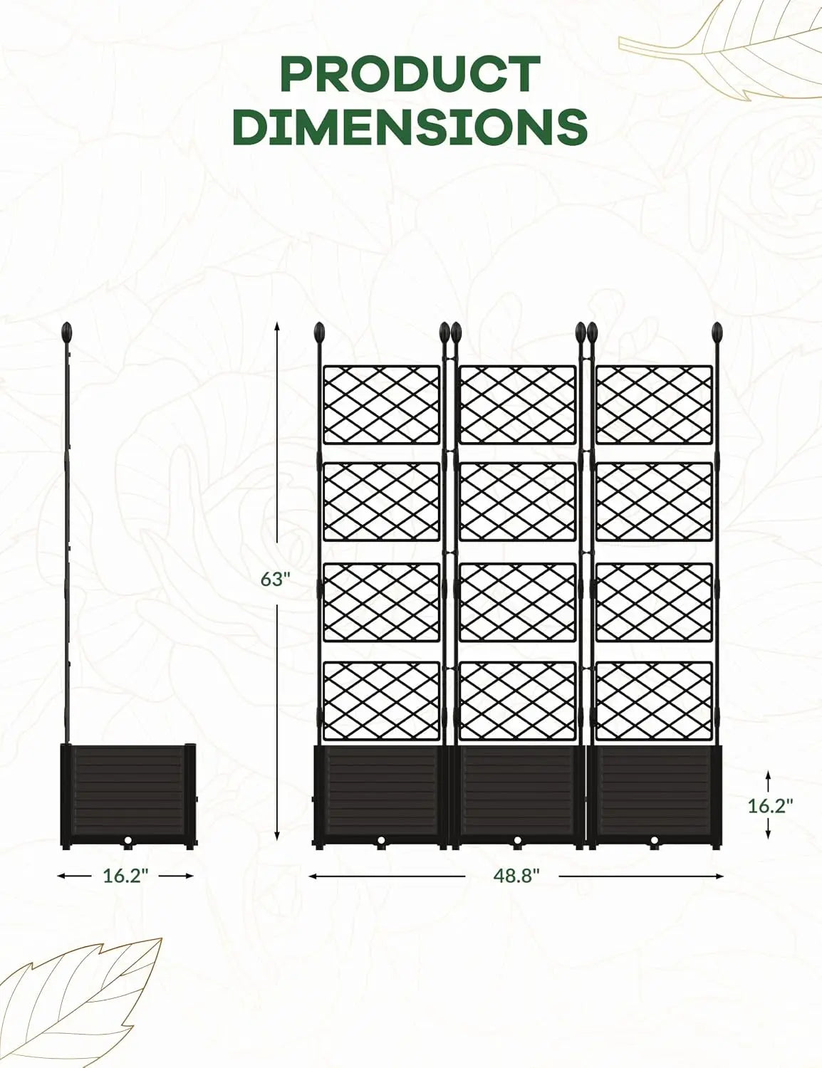Modular Raised Garden Bed Planter Box Kit with Metal Trellis Stackablefor Climbing Plants Veggies and Flowers,Decorative Fence Privacy Panels
