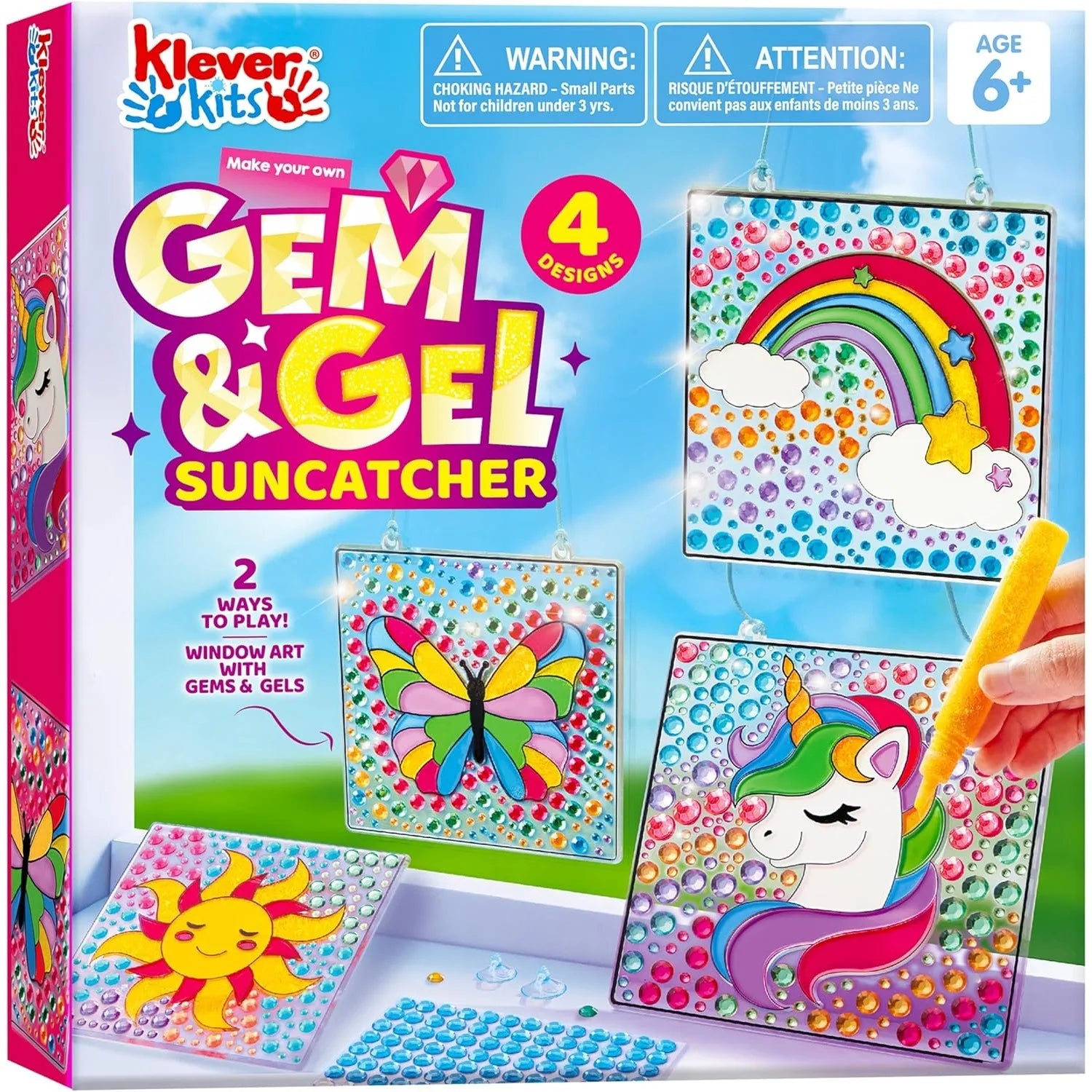 JOYFY 4PCS Window Art, 2-in-1 Gems and Gels Suncatcher, Diamond and Gels Arts & Crafts,