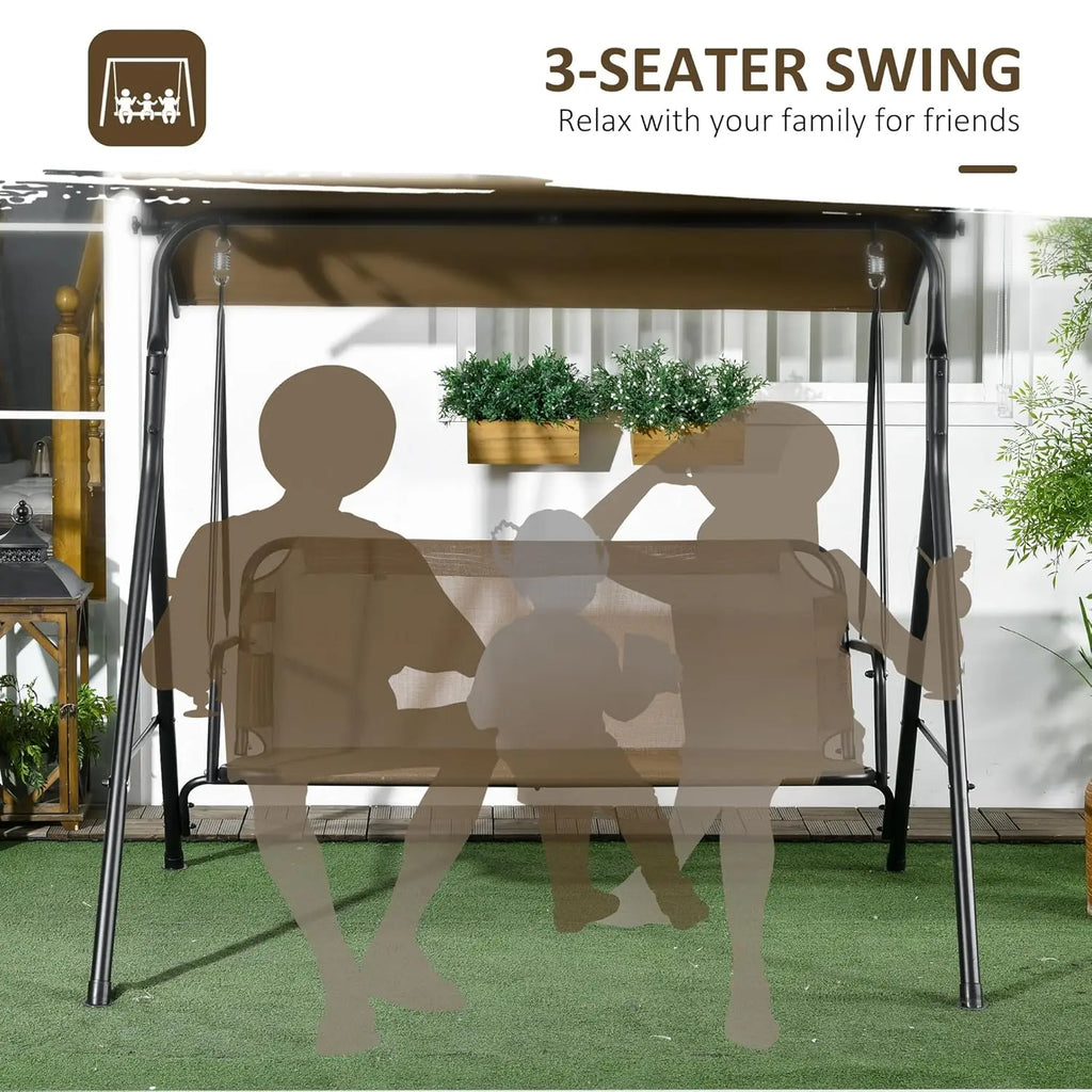 3-Person Porch Swing with Stand, Outdoor Swing for Patio Porch with Adjustable Tilt Canopy and Comfortable,