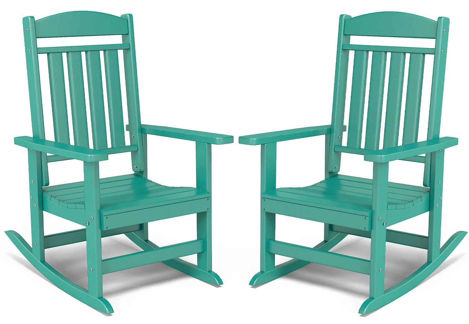 FOOWIN 2pcs Oversized High Back Outdoor Patio Rocking Chair All Weather HDPE Porch Rocker Adult Garden Lawn Indoor