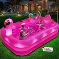 Solar Lighted Inflatable Flamingo Pool for Kids & Adults, Large 100"X63"X20" Backyard Outdoor Pink