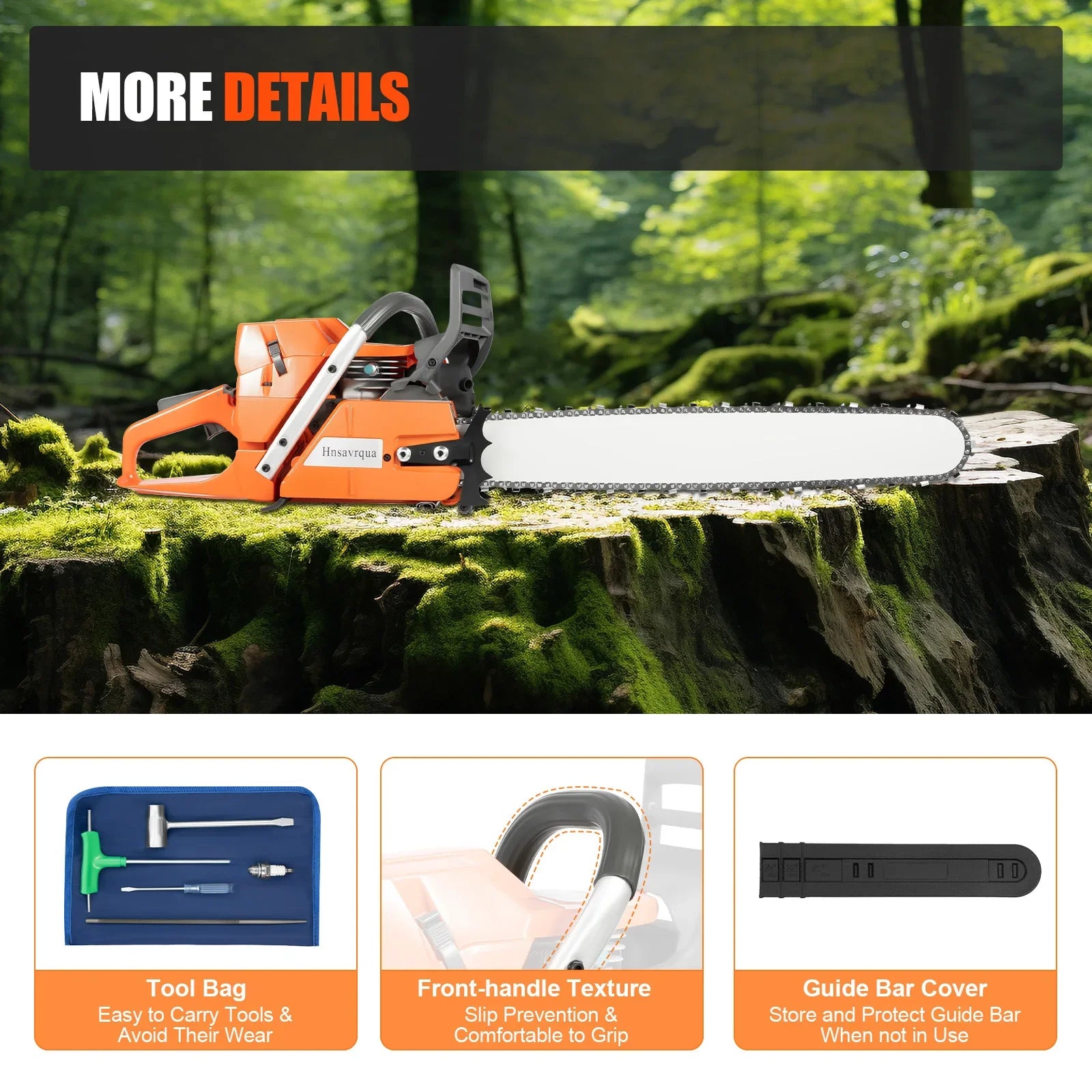 72CC 24" 2 Stroke Cordless Chain Saw, Gas Powered