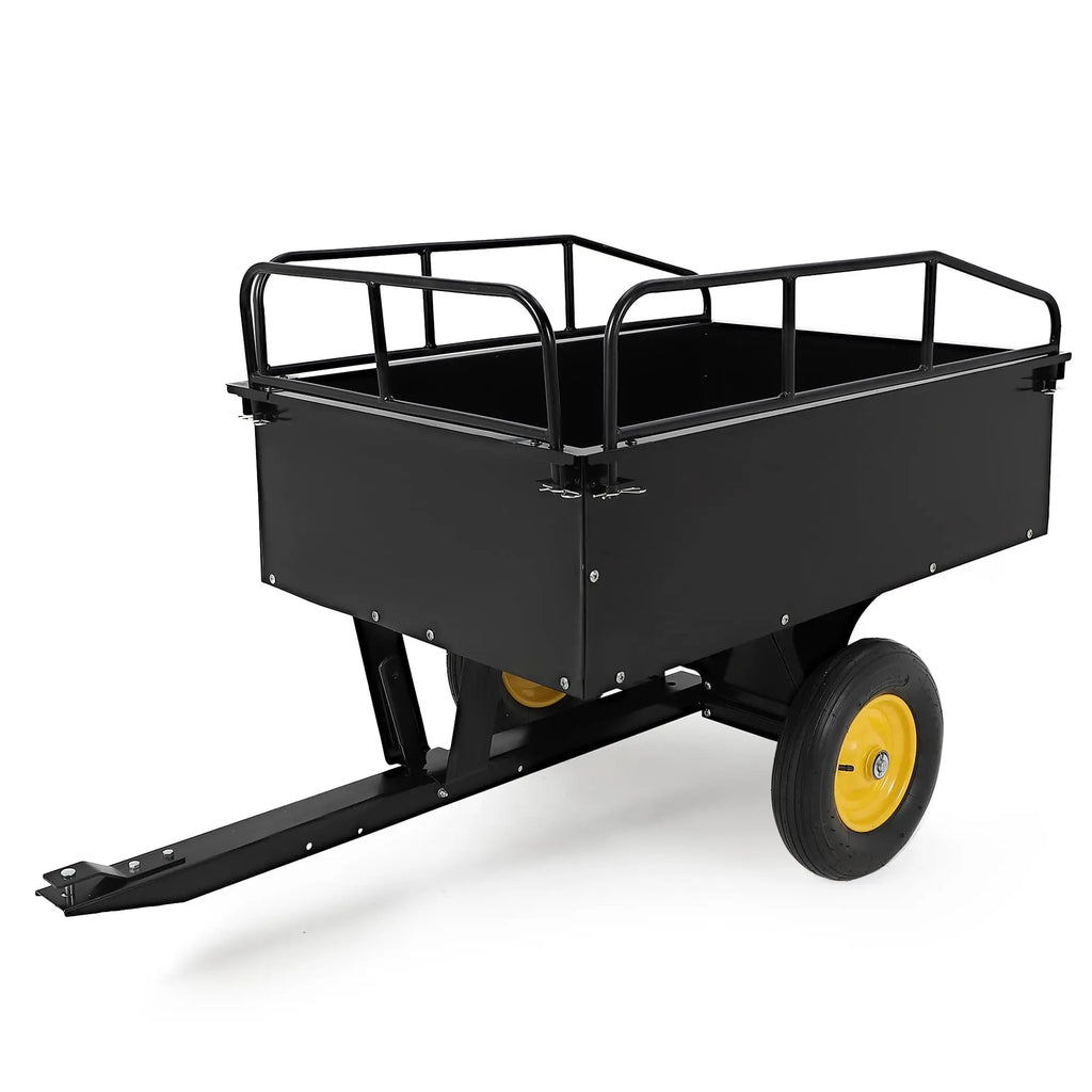 750 lb Steel Dump Cart 17 Cu Ft ATV Utility Trailer, Removable Sides, Pull Behind Lawn Mower Tractor UTV Garden Yard Hauler