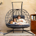 Double Egg Swing Chair with Stand, 2 Person Outdoor Indoor Hammock Hanging with Cushion for Patio Living Room 550 LBS