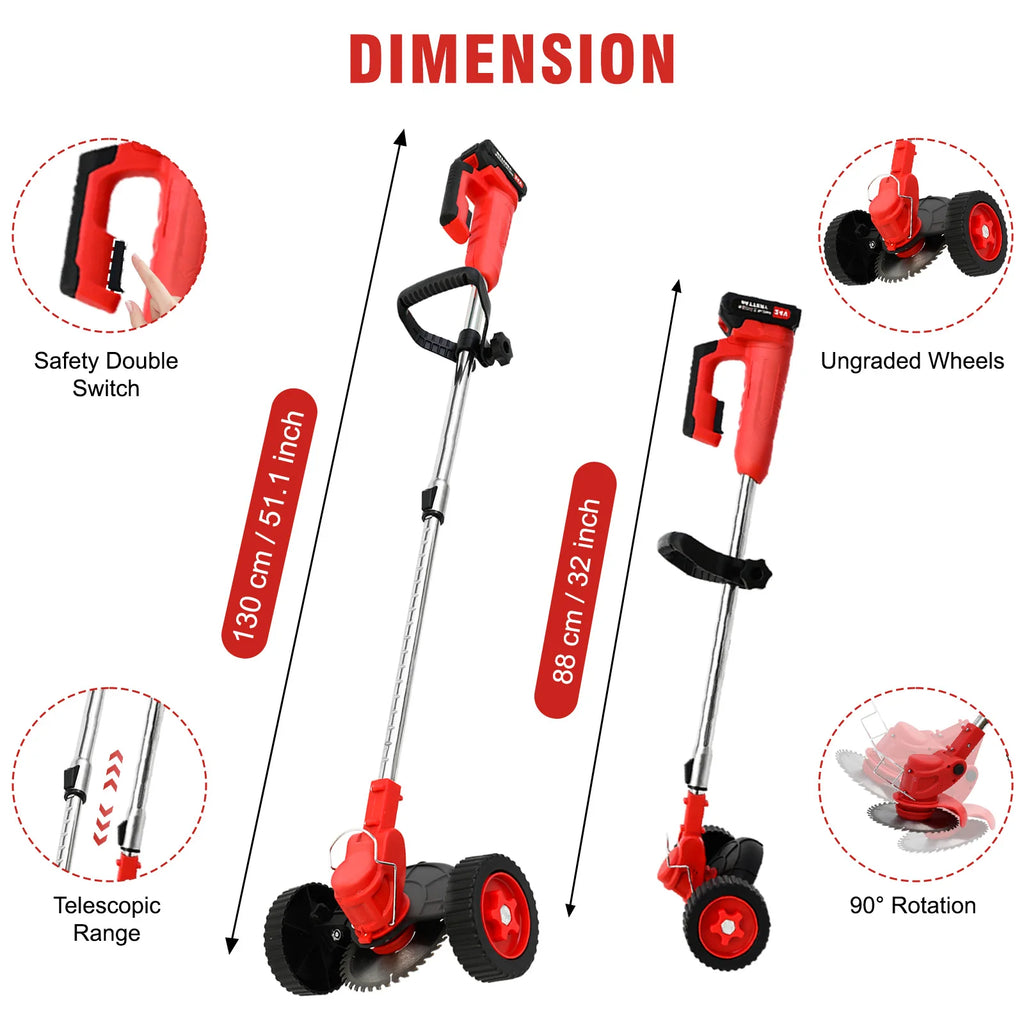 24V Cordless Weed Wacker Electric Grass Trimmer 3-in-1 24V Lithium-ion Edger and Trimmer for Lawn and Garden