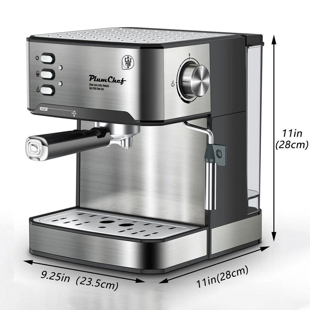 Plum Chef Espresso Machine 20 Bar Professional Compact Homehold Coffee Espresso Maker with Milk Frother Steam Wand 54oz Water Tank Low Noise and Fast Coffee Machine