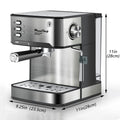 Plum Chef Espresso Machine 20 Bar Professional Compact Homehold Coffee Espresso Maker with Milk Frother Steam Wand 54oz Water Tank Low Noise and Fast Coffee Machine