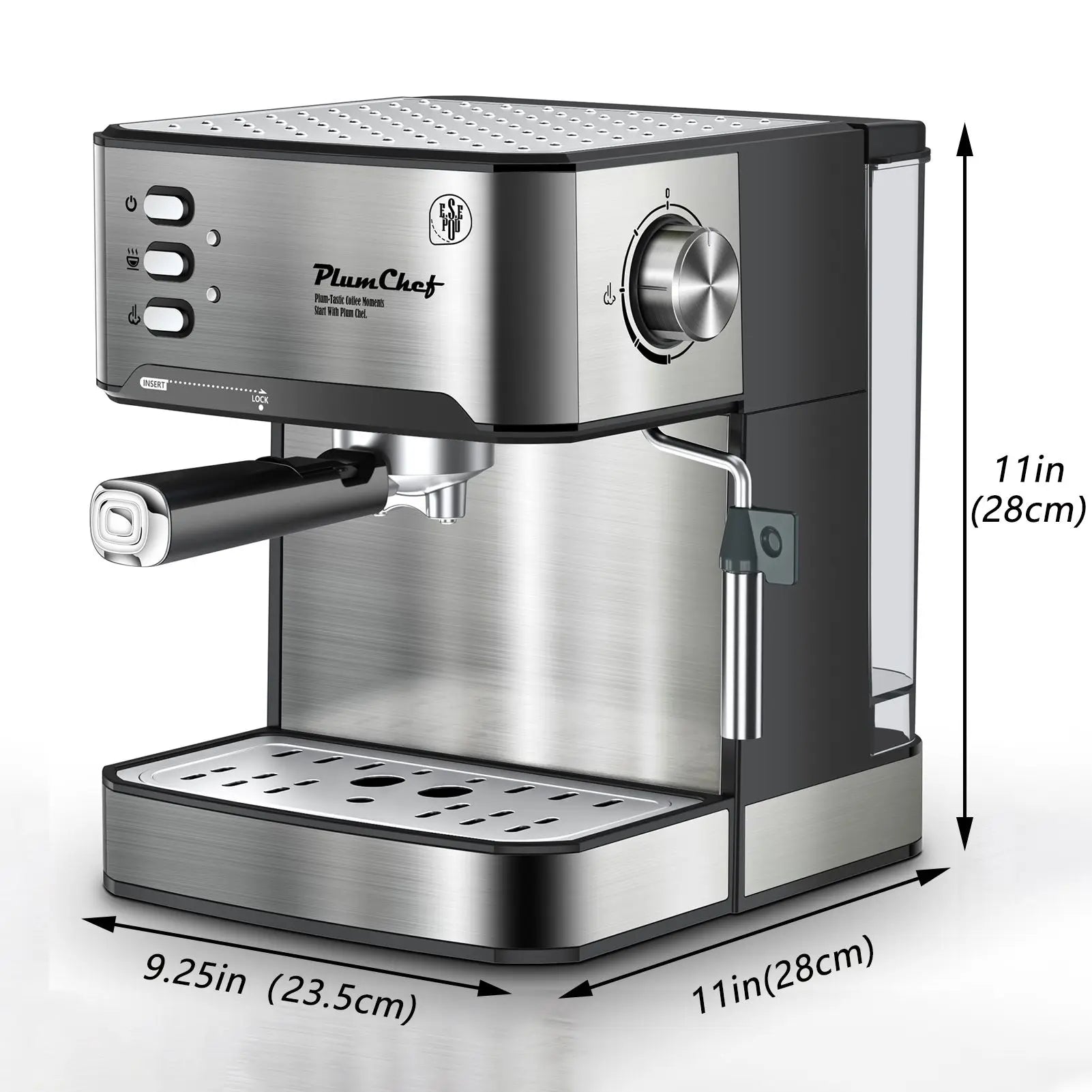 Plum Chef Espresso Machine 20 Bar Professional Compact Homehold Coffee Espresso Maker with Milk Frother Steam Wand 54oz Water Tank Low Noise and Fast Coffee Machine