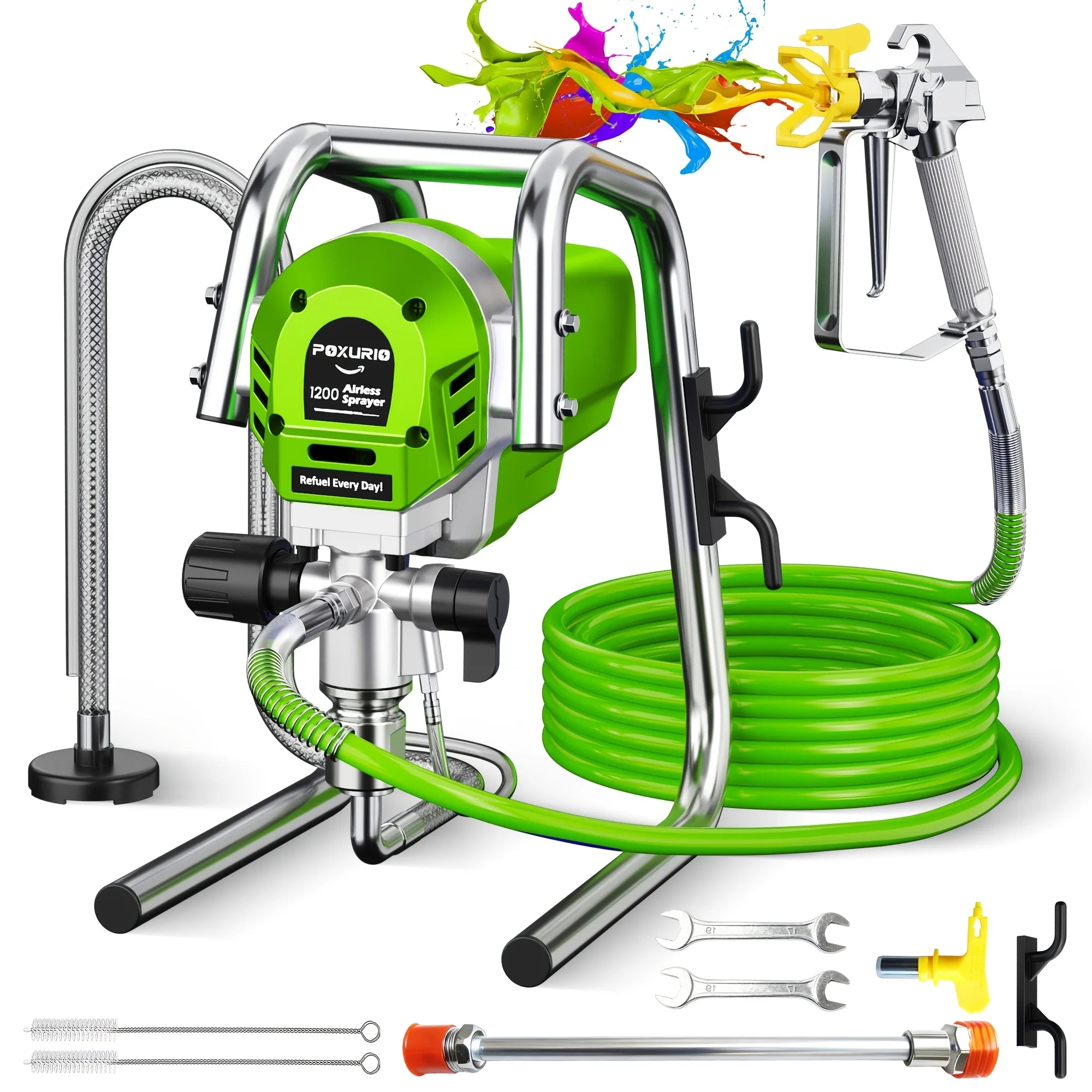 Litekon 1200W Heavy-Duty Airless Paint Sprayer, 3300PSI High Pressure & 40.58oz/Min High Flow For Fast Painting, Up To 30% More Coverage With Less Overspray, For Interior/Exterior Walls, Fences, Furniture