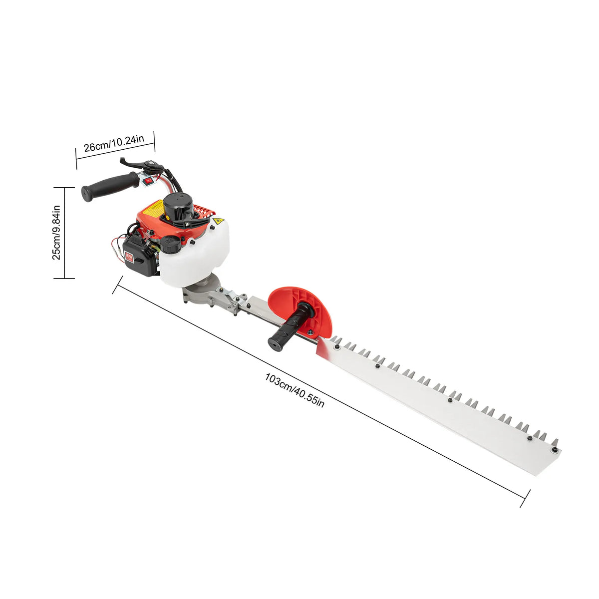 Hedge Trimmer 0.65KW Aluminum Garden Bush Trimmer Tool, 7500r/min, Single-edged Blade Hand-pull Start, 103*26*25 cm