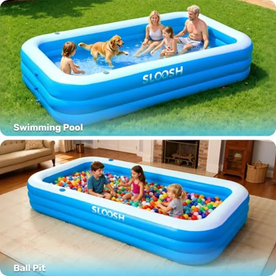 Joyfy Inflatable Pool for Adults with Seats 120" x 72" x 22" Full-Sized Blow Up Durable Thickened Above Ground Pool Large Swim