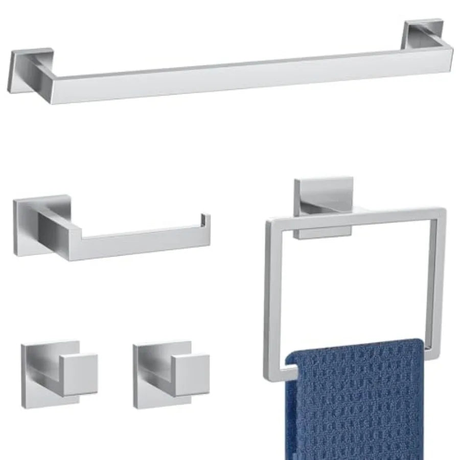 5-Piece Bathroom Hardware Set Brushed Gold Towel Bar Set, Stainless Steel Towel Holder Set for Bathroom, Wall-Mounted Towel Rack