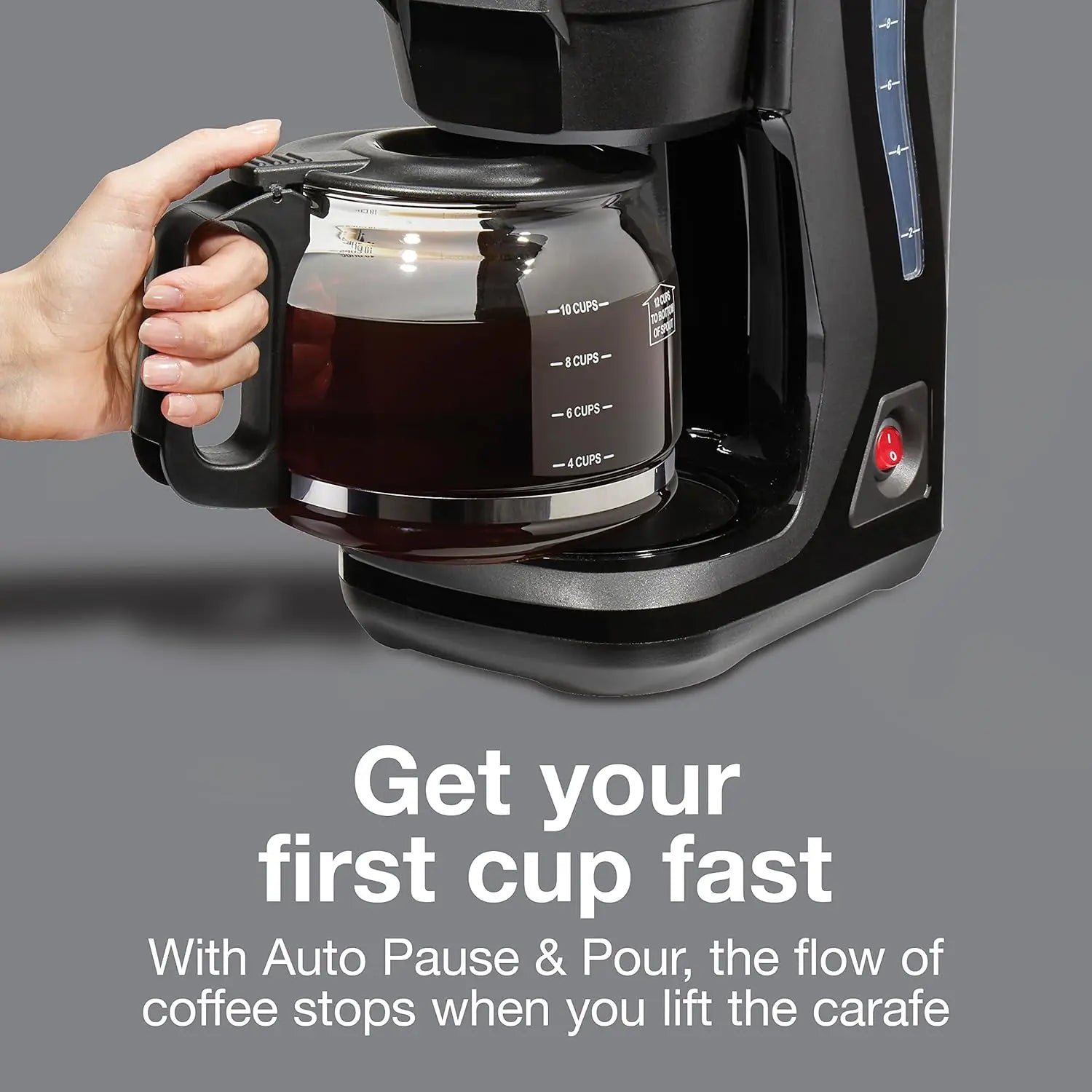Proctor Silex FrontFill Drip Coffee Maker, 12 Cup Glass Carafe, Black and Silver (43680PS)