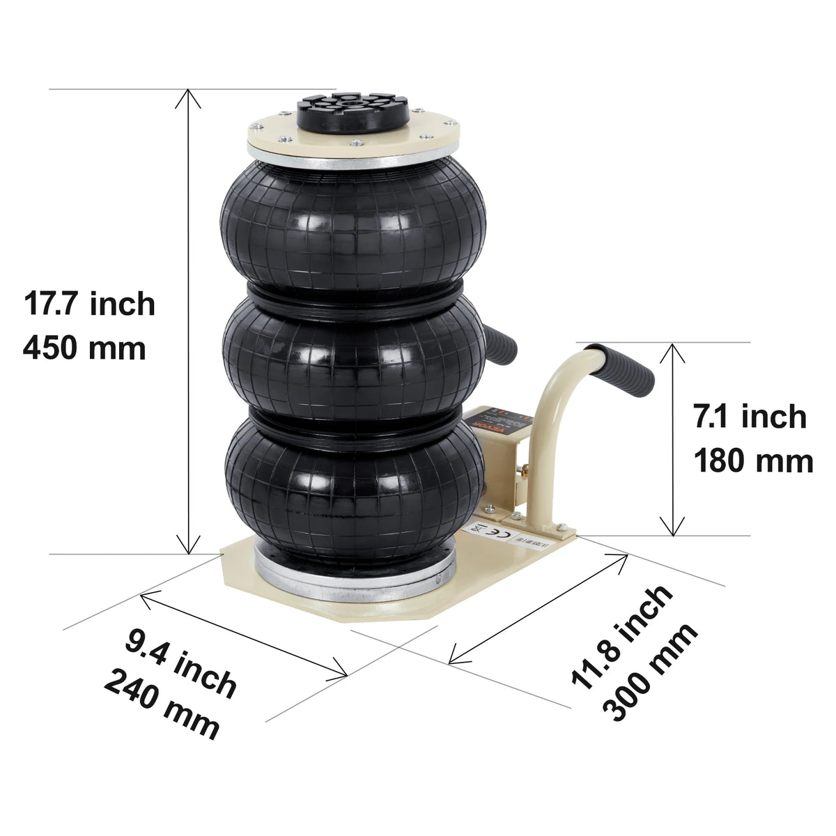 SucceBuy Triple Bag Air Jack 3 Ton/6600Lbs Capacity Portable Pneumatic Car Jacks Heavy Duty & Quick Lifting for Garage Car Repair