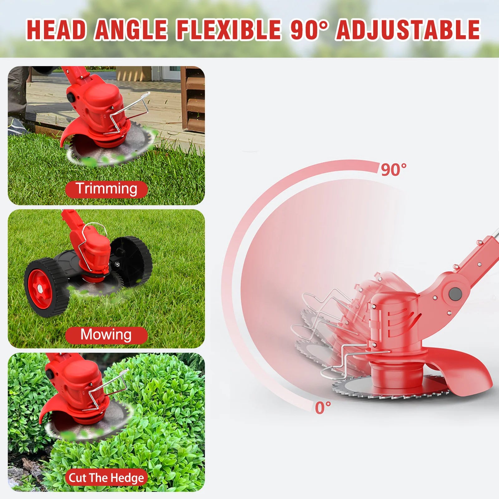24V Cordless Weed Wacker Electric Grass Trimmer 3-in-1 24V Lithium-ion Edger and Trimmer for Lawn and Garden