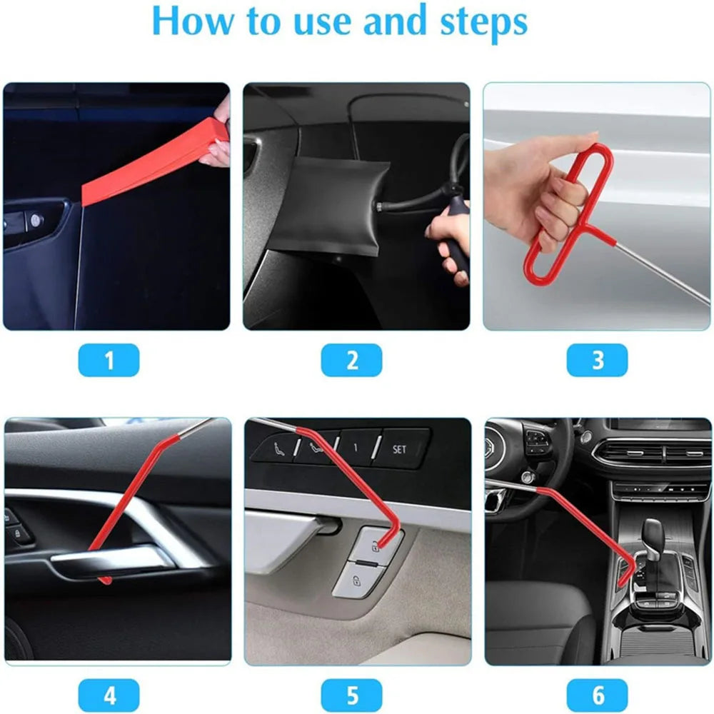 Besper 43/25/17Pcs Car Air Wedge Pump Locksmith Tool Kit Thickened Door Opening Air Bag with Long Reach Grabber Auto Emergency Unlock Repair Tool