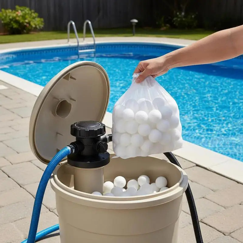 Water Purification Spheres 4.6 lbs For Swimming Pool Above Ground Pool Aquarium Tank Reusable Polyester Fiber Media Mesh Wash Bag Included