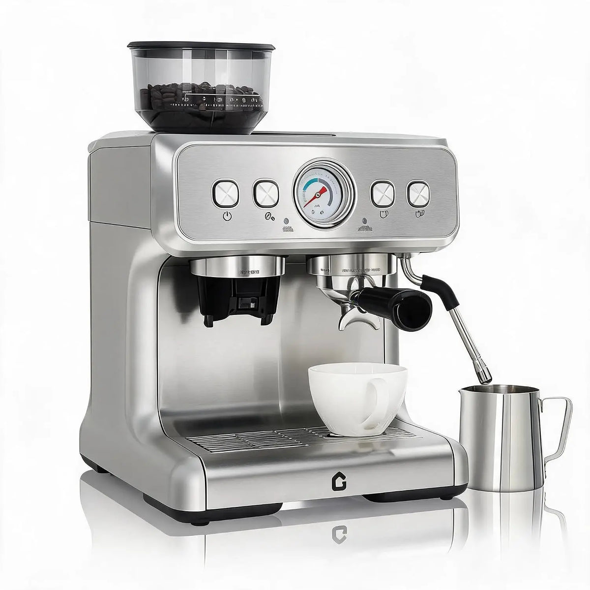 HiMiss Espresso Machine With Grinder 20 Bar Stainless Steel Pressure Maker Featuring Removable 2.8L Water Tank Adjustable Shot Volume Professional For Home Barista And Office
