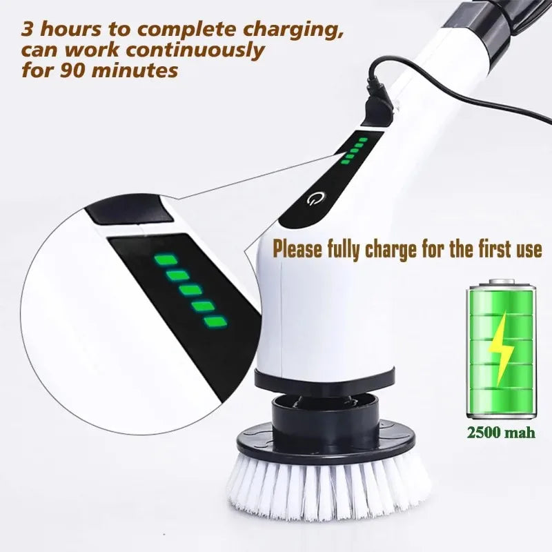 2026 Cordless Electric Spin Scrubber with 8 Brush Heads - Waterproof Power Cleaning Brush for Bathroom, Kitchen, Toilet, Shower