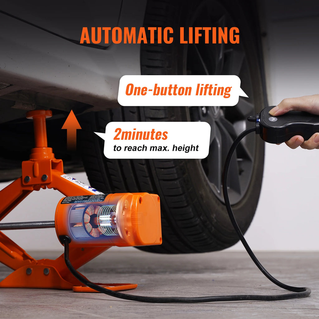 Electric Car Jack, 3 Ton Scissor/Hydraulic Jack, 12V Electric, Automatic, Carrying Case