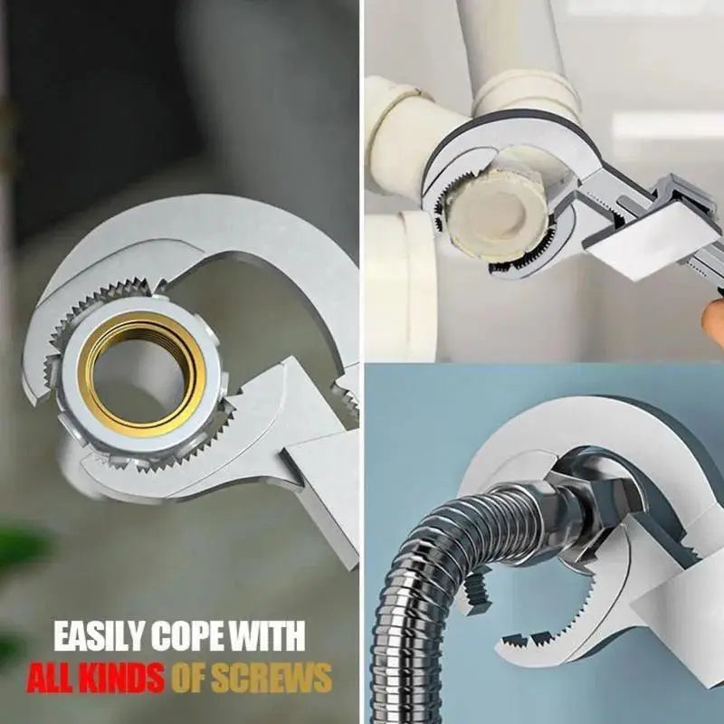 Multi-Functional, Adjustable Water Pipe Wrench, Bathroom Faucet, Circular Arc Toothed Manual Maintenance Kit