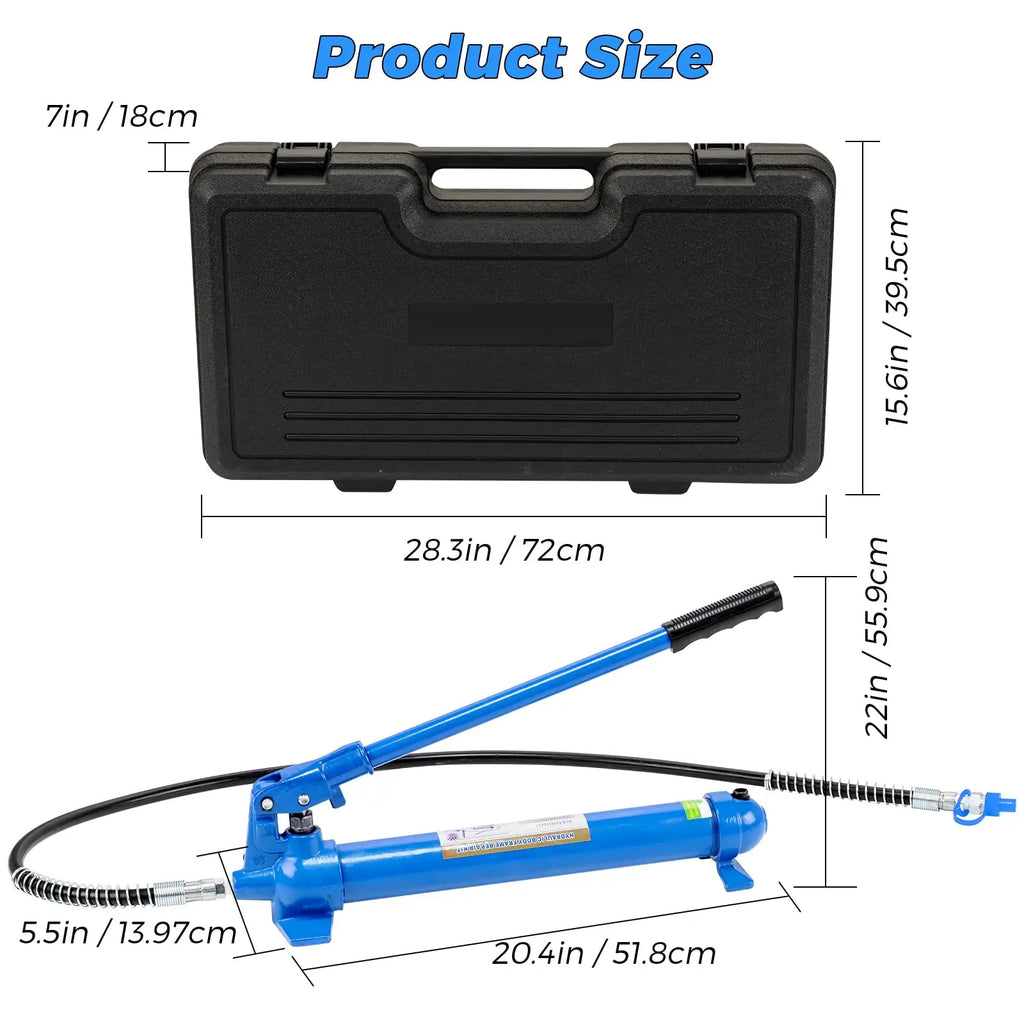 HobbyLane 12 Ton Hydraulic Porta Power Kit 26455 lbs Heavy Duty Frame Repair Jack Set With 4.6ft Hose For Auto Body Car Truck Bending Lift