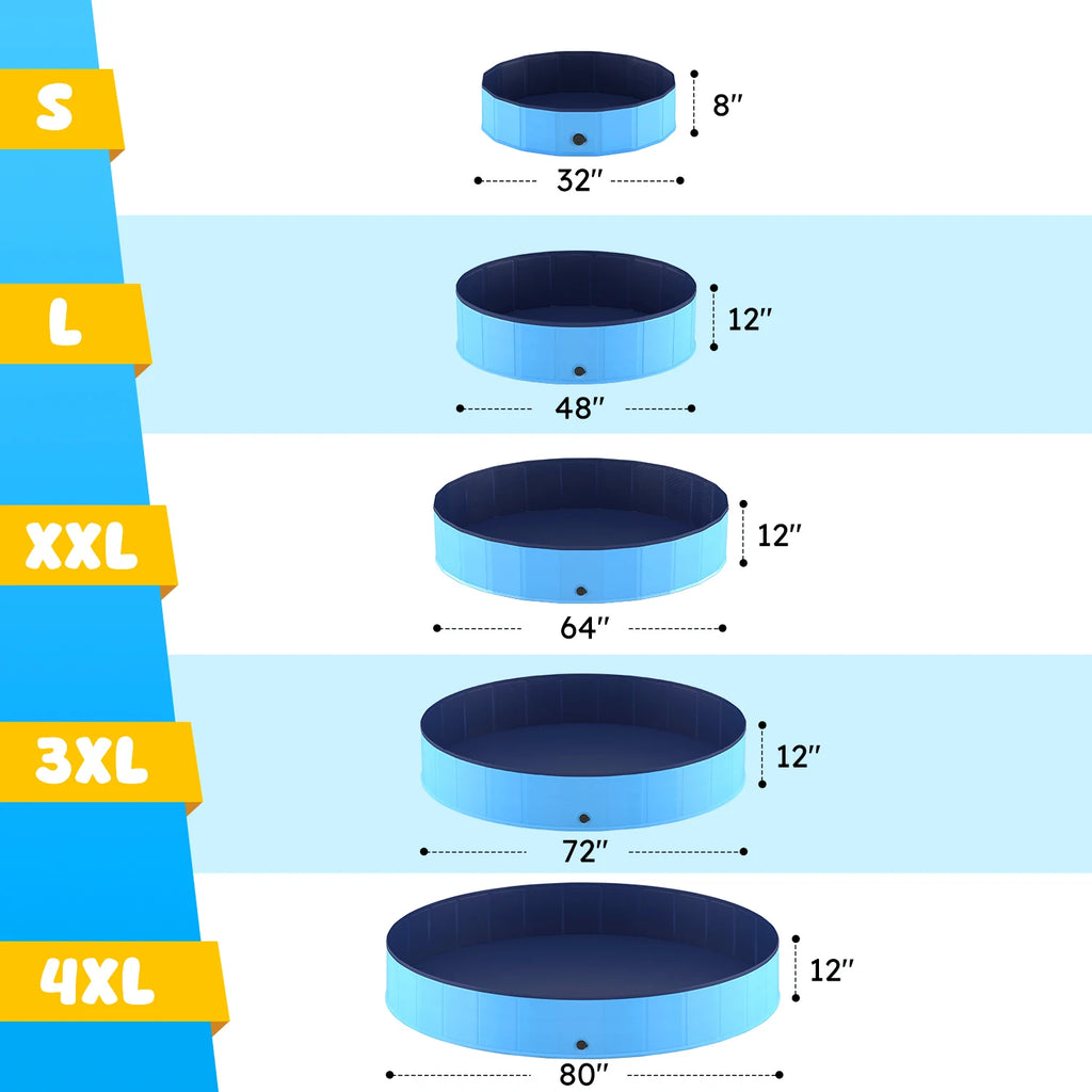 Portable Dog Pool, Foldable Pet Swimming Pool, Anti-Slip Collapsible Pet Pool, Hard Plastic Pool for Pets.