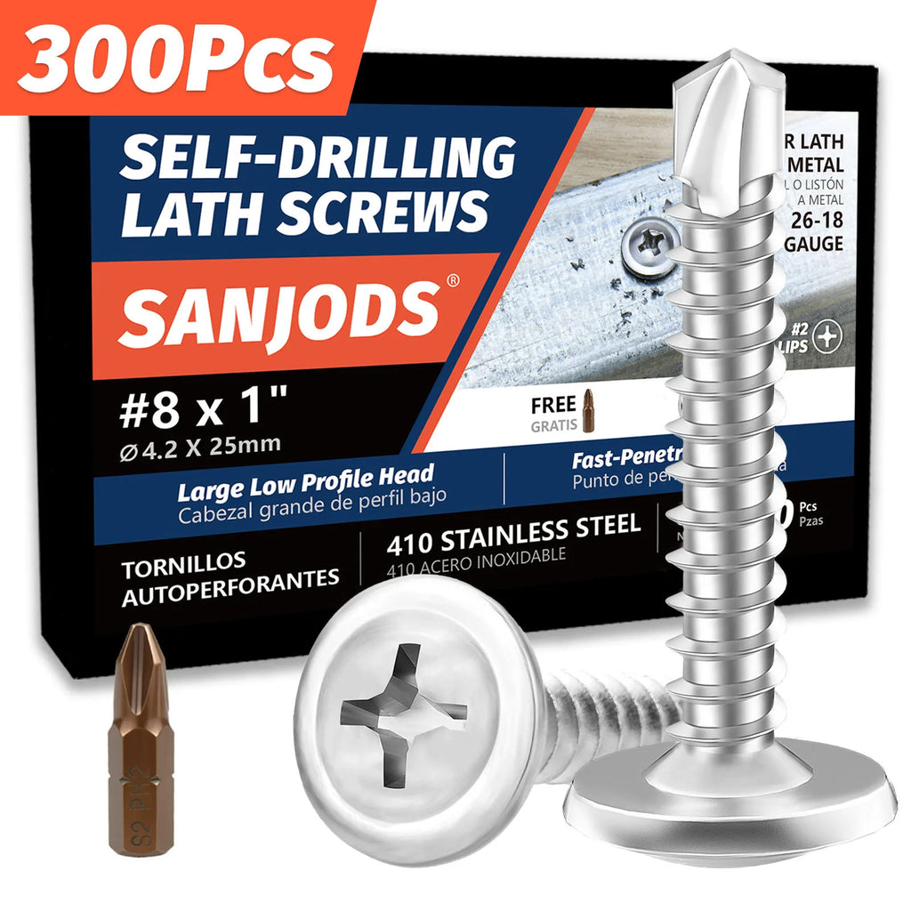 #8 Self Drilling Sheet Metal Screws, 410 Stainless Steel Self Tapping Screws, Phillips Truss Head Lath Screws