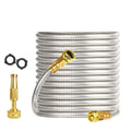 HiMiss Heavy Duty Stainless Steel Garden Hose – Flexible Metal Water Hose – Kink Proof & Anti-Kink – Adjustable Brass Nozzle, Perfect for Lawn, Car Wash, Outdoor Irrigation, 25FT,50FT,100FT