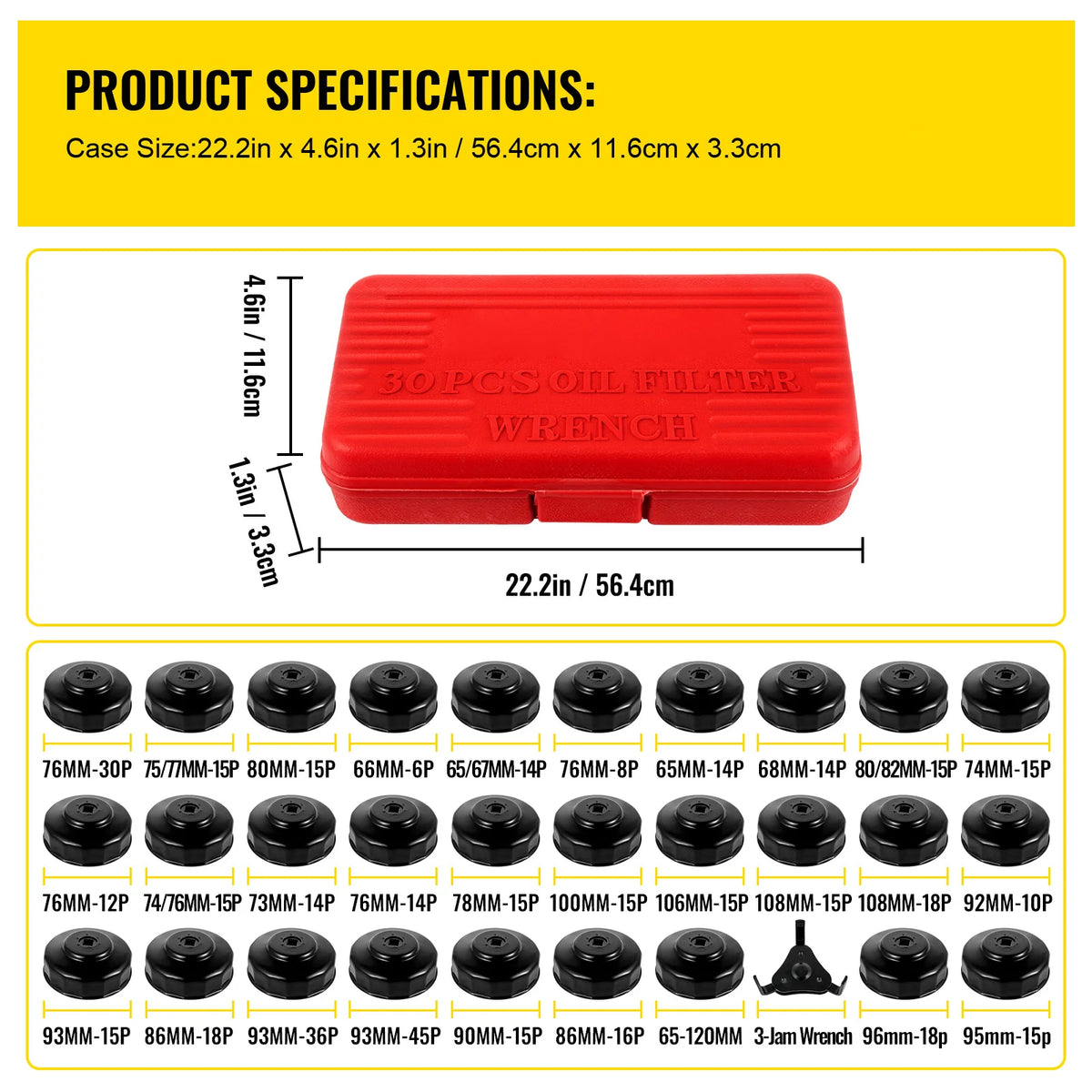 SucceBuy 30 Pcs Oil Filter Socket Set Car Removal Wrench Caps Fluted Cups Socket Remover Tool for Ford BMW AUDI Repairing