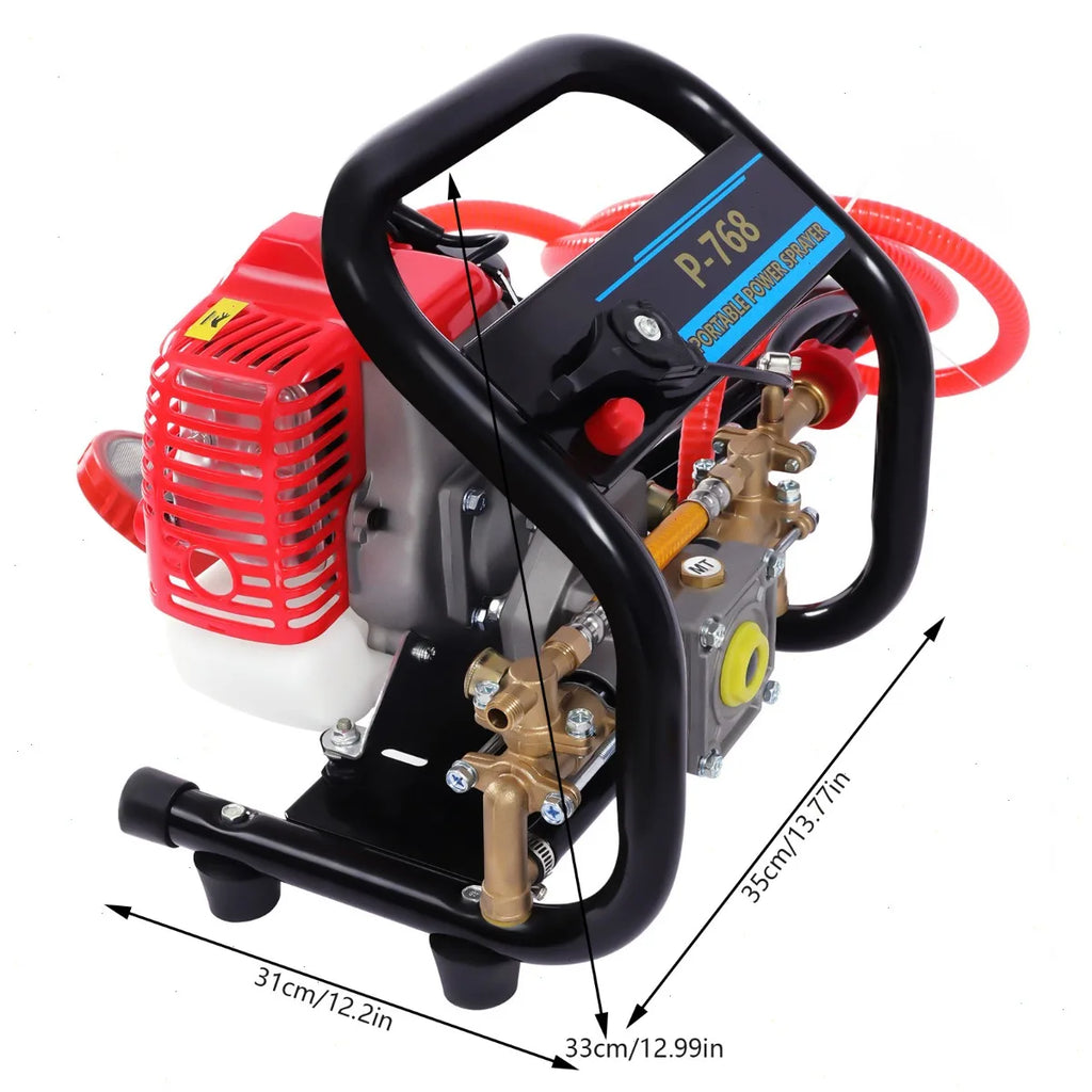 Bymaocar High Pressure Sprayer, Portable Sprayers, Two-Stroke Engine, Garden Agricultural Spraying, Car Washing, Orchard, Adjustable Nozzle, Powerful Durable Performance, Easy Start Machine, Handheld